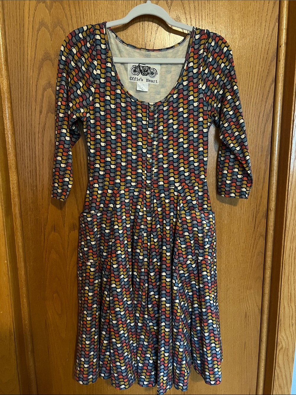 Effie's Heart Navy Multicolor Geometric Scoop-Neck Dress